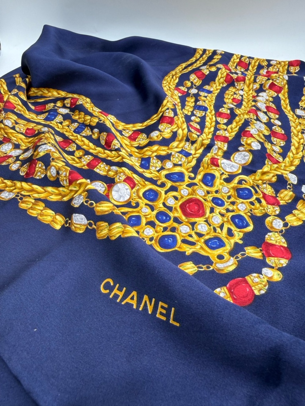 Vintage Chanel Silk Scarf - Black Gripoix Jewelry - Picture 7 of 12